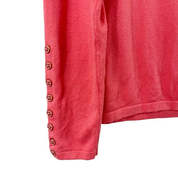 J. McLaughlin Coral Crewneck Pullover Sweater Button Cuffs - Size Medium - Picture 3 of 8
